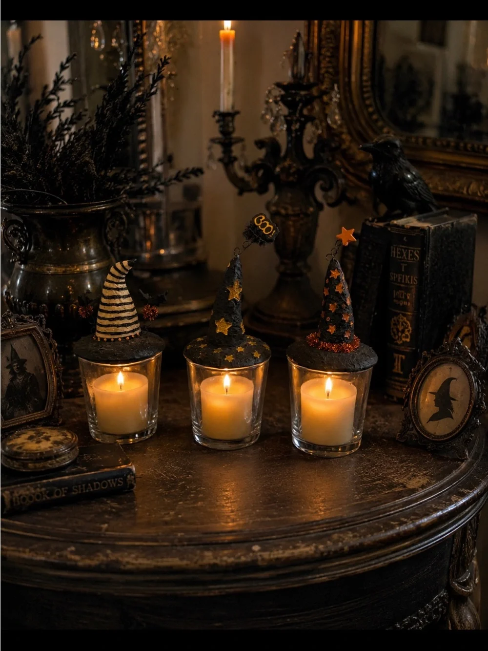 Pier 1 Imports Vintage Halloween Witch Hat Votive Holders Set of 3